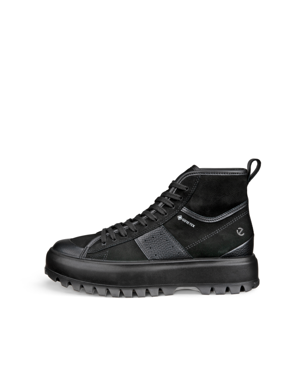 Women's ECCO® Street Ace Rugged Nubuck Gore-Tex High-Top Sneaker - Black - Outside