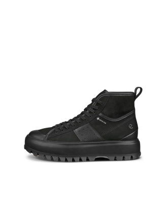 Women's ECCO® Street Ace Rugged Nubuck Gore-Tex High-Top Sneaker - Black - Outside