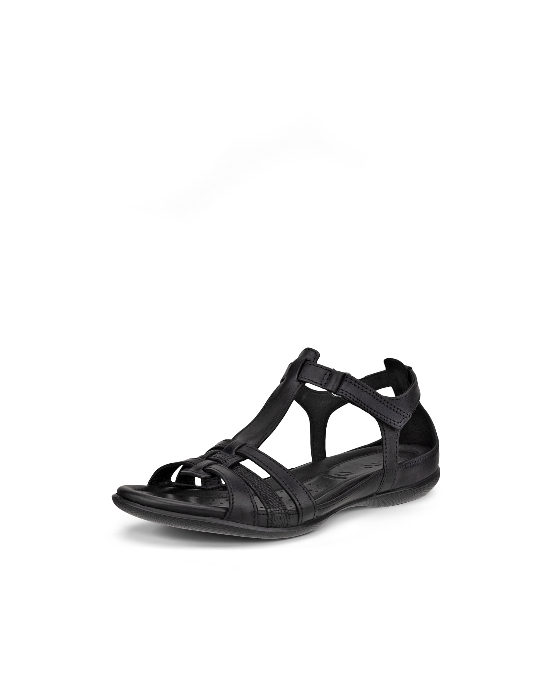 Women's ECCO® Flash Leather T-Bar Sandal - Black - Main