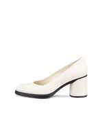 Women's ECCO® Sculpted Lx 55 Leather Block-Heeled Pump - White - Outside