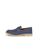 Men's ECCO® Metropole London Nubuck Moc-Toe Shoe - Blue - Outside