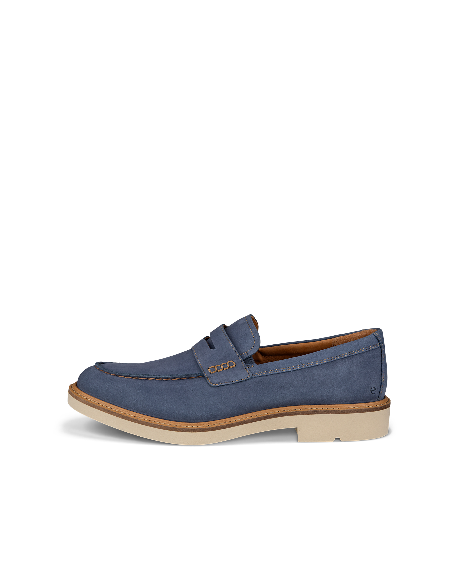 Men's ECCO® Metropole London Nubuck Moc-Toe Shoe - Blue - Outside