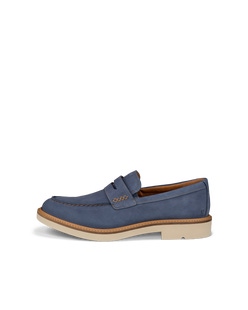 Men's ECCO® Metropole London Leather Moc-Toe Shoe - Blue - Outside