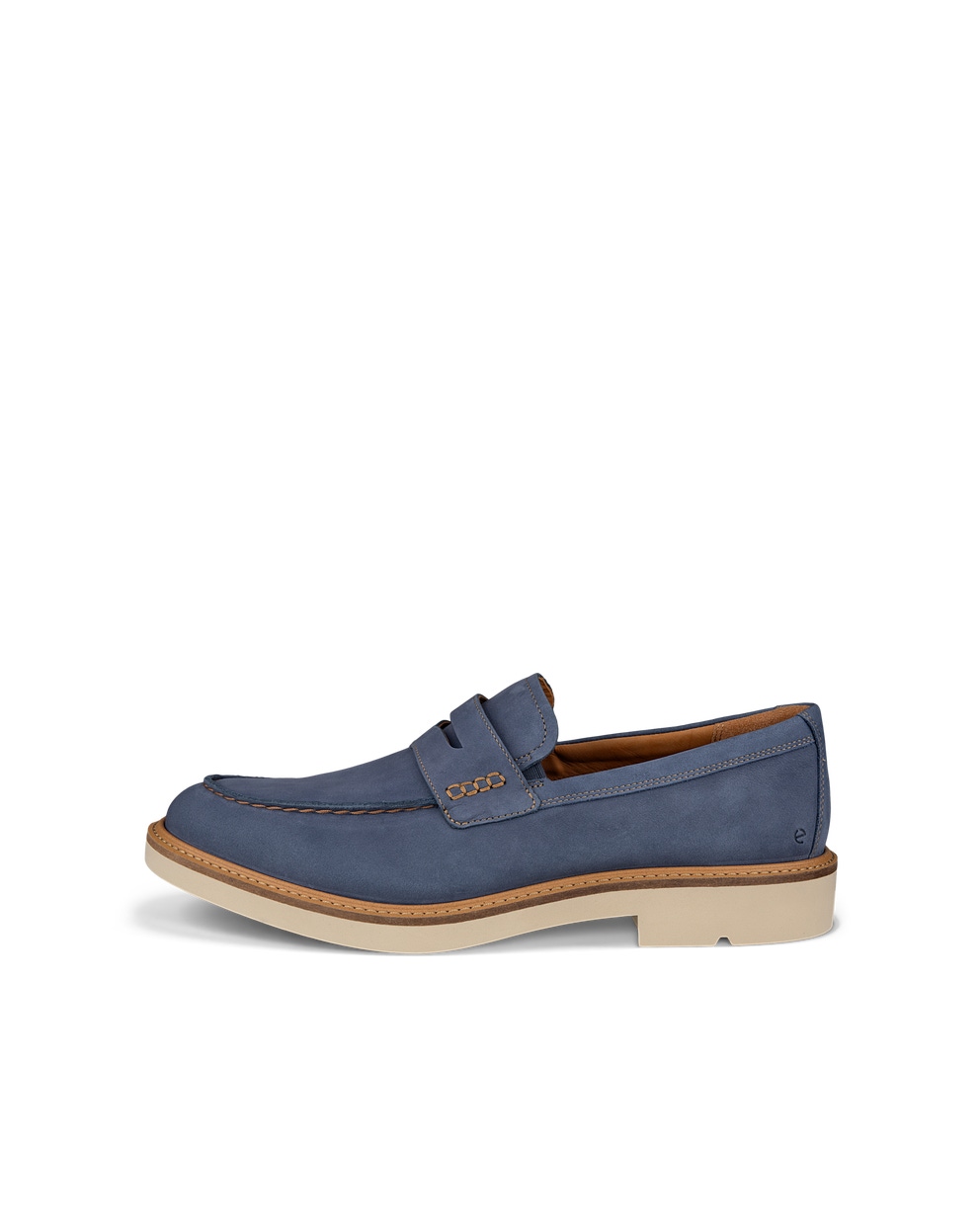 Men's ECCO® Metropole London Nubuck Moc-Toe Shoe - Blue - Outside