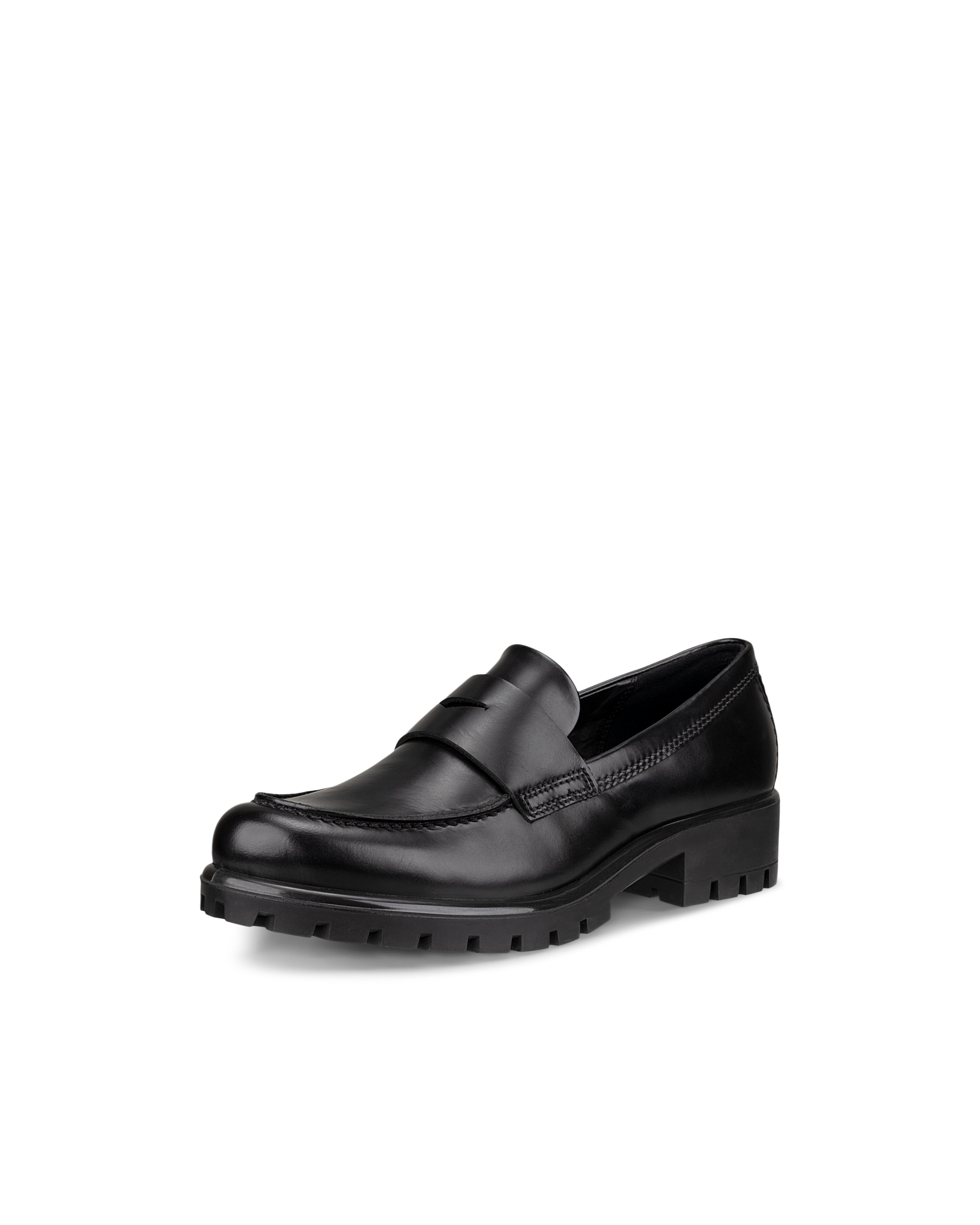 Women's ECCO® Modtray Leather Loafer - Black - Main