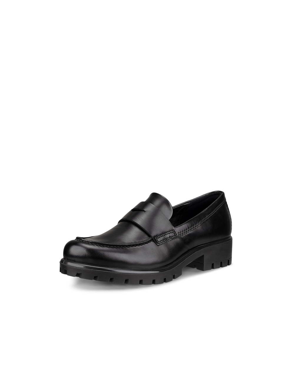 Women's ECCO® Modtray Leather Loafer - Black - Main