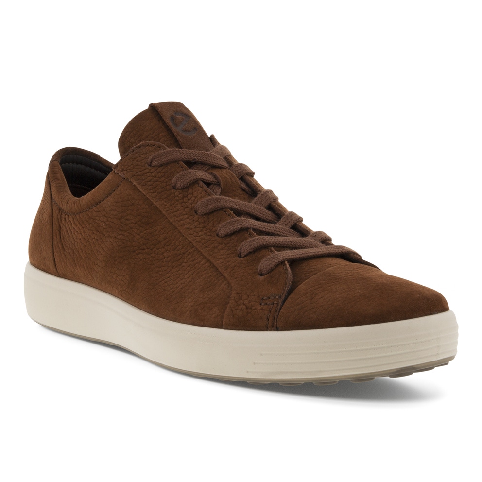 Men's ECCO® Soft 7 Nubuck Sneaker - Brown - Main