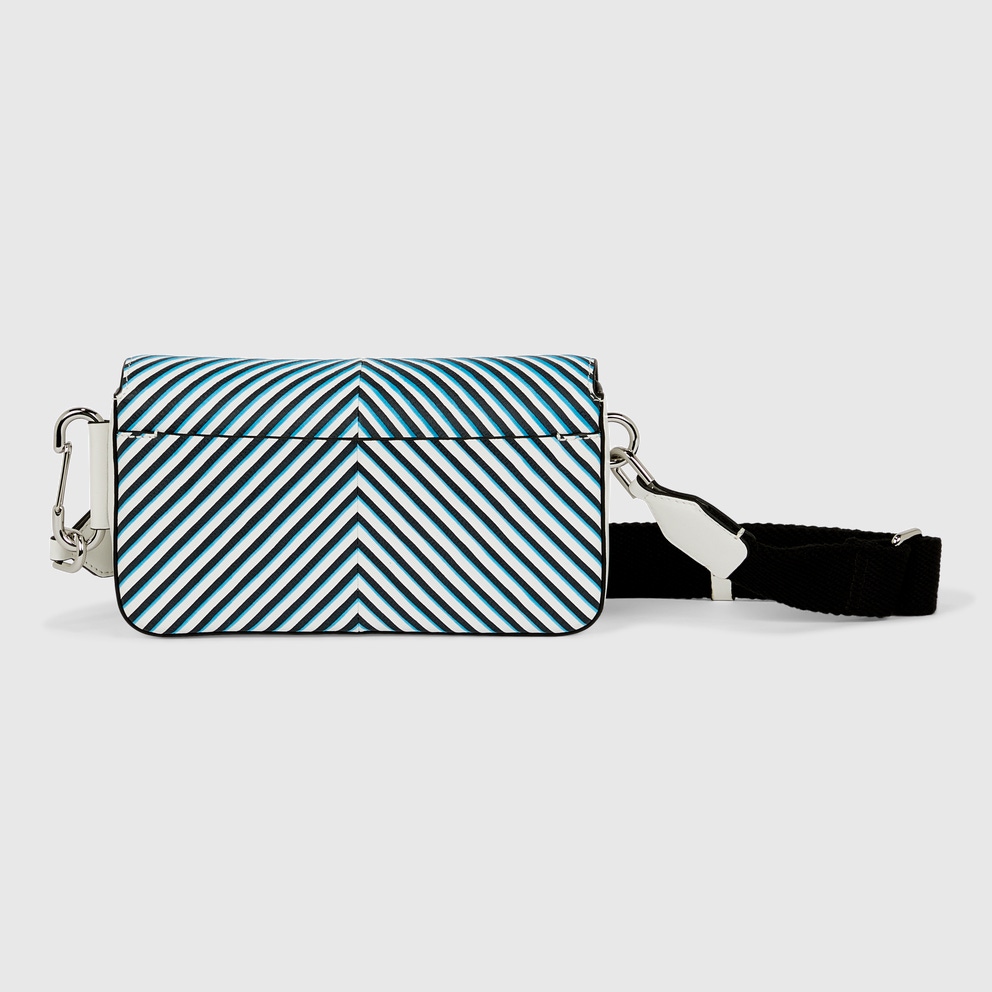 ECCO® E Stack Stripe Leather Phone Bag - Blue - Back