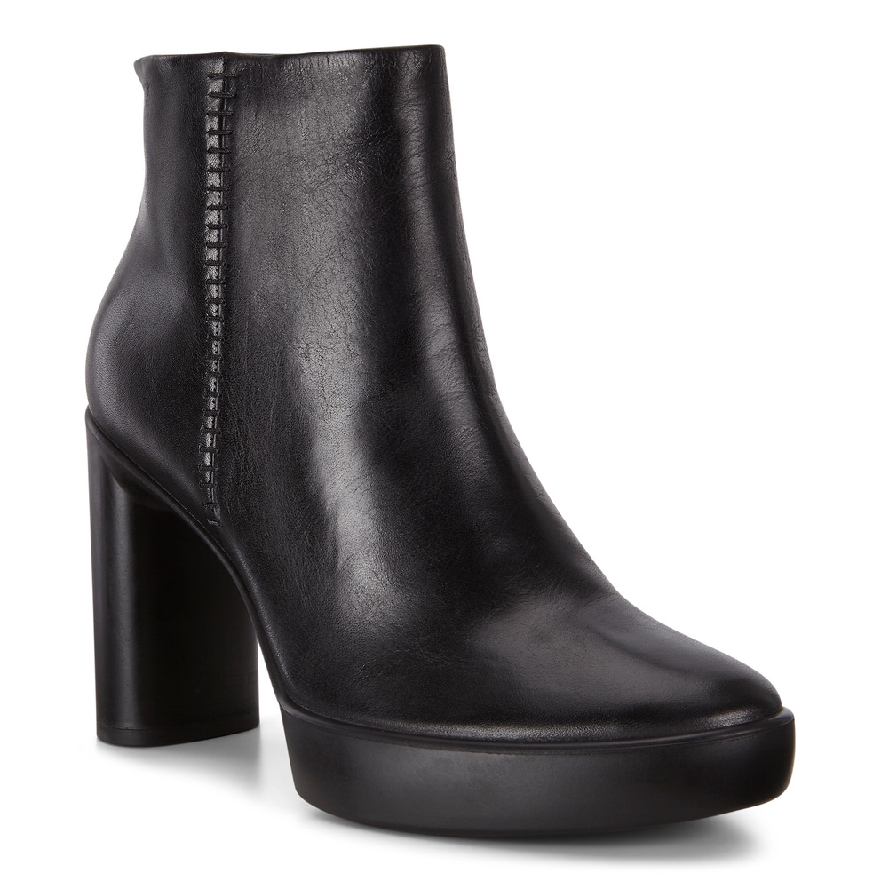 Women's ECCO® Shape Sculpted Motion 75 Leather Ankle Boot - Black - Main