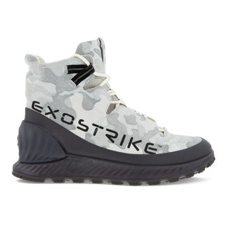 Men's ECCO® Exostrike Leather Sneaker Boot - Grey - Outside