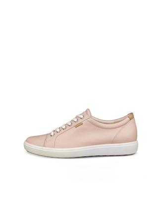 Women's ECCO® Soft 7 Leather Sneaker - Pink - Outside