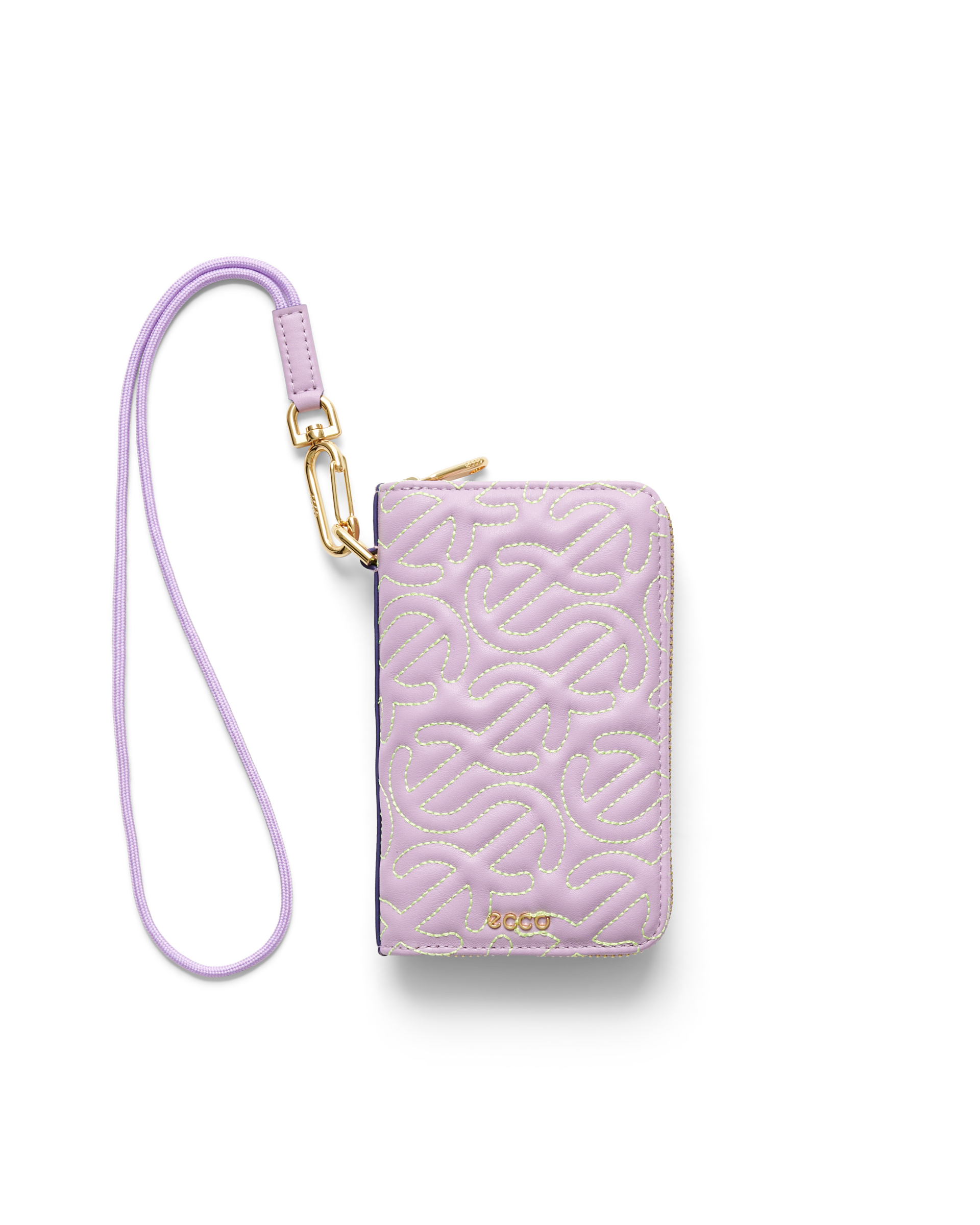 ECCO® Wave Zip Around Quilted Leather Pouch Wallet - Purple - Main