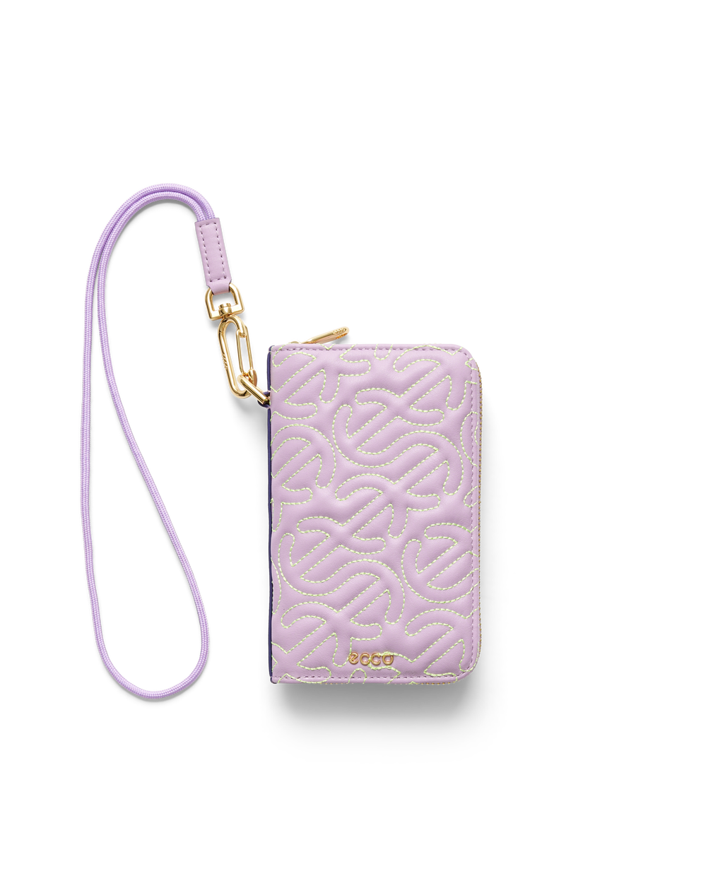 ECCO® Wave Zip Around Quilted Leather Pouch Wallet - Purple - Main