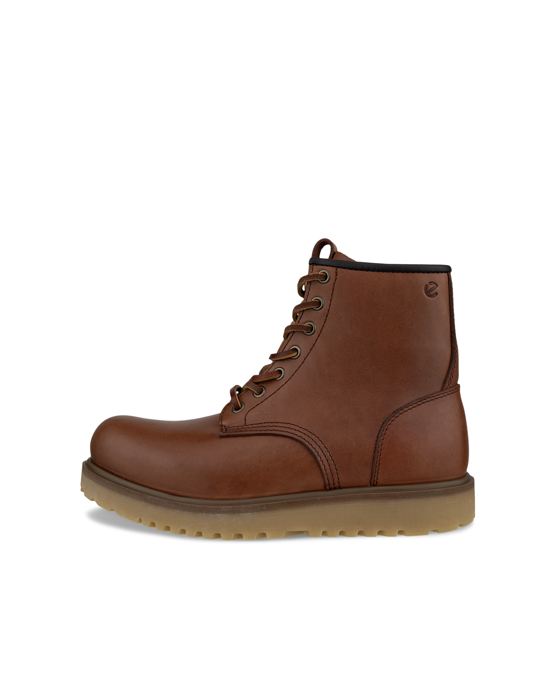 Men's ECCO® Staker Leather Moc-Toe Boot - Brown - Outside