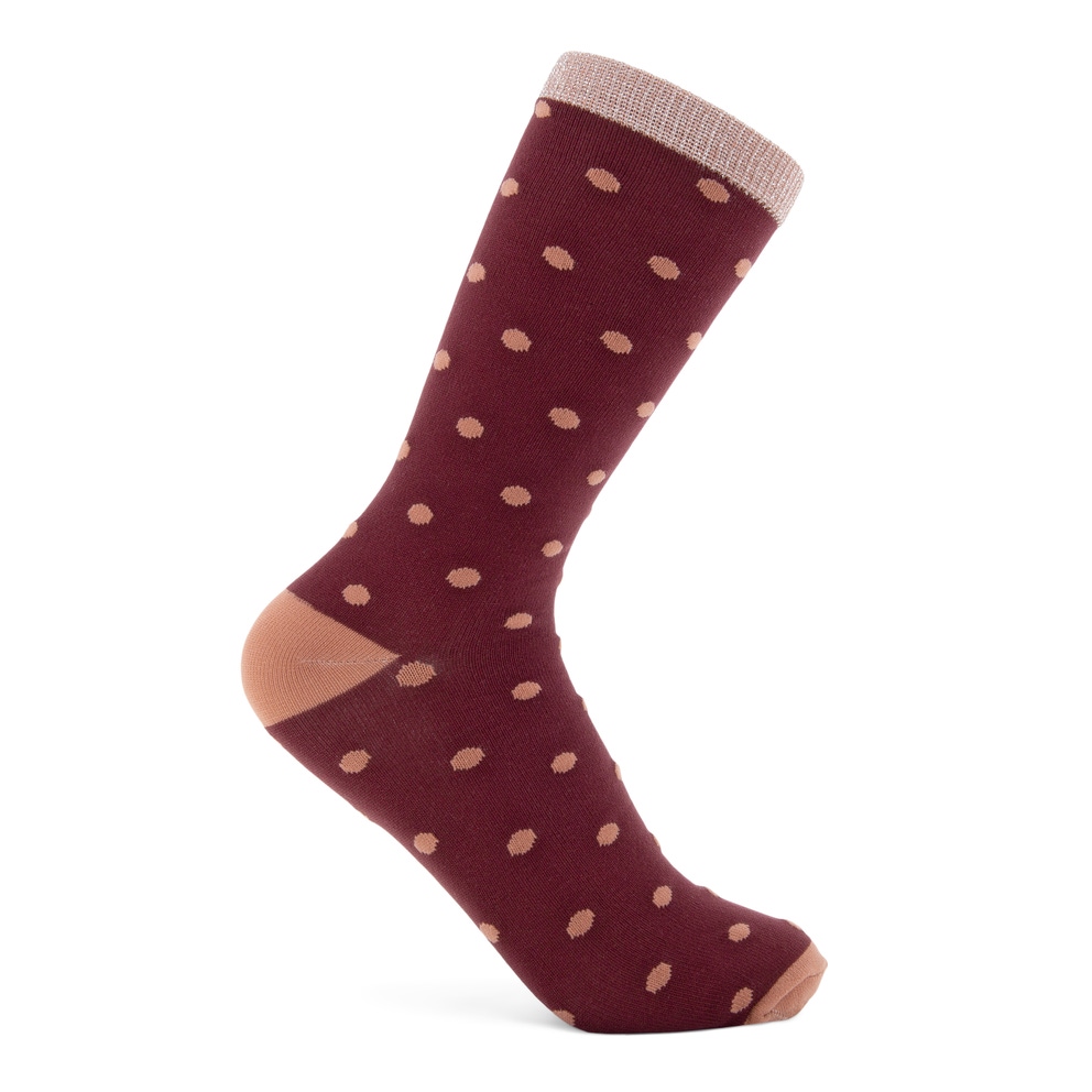 Women's ECCO® Classic Dotted Mid-Cut Socks - Red - Detail-1