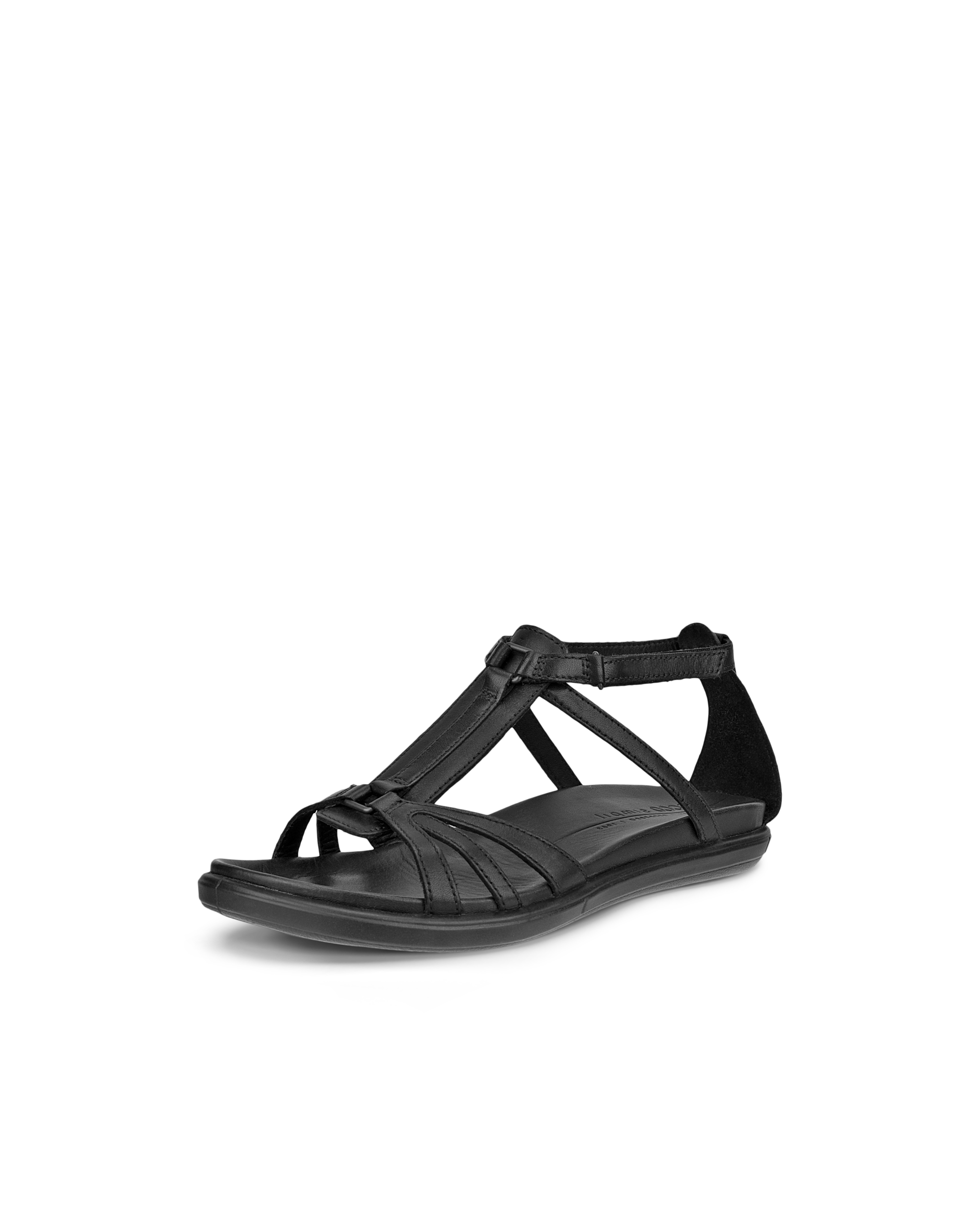 Women's ECCO® Simpil Leather Flat Sandal - Black - Main