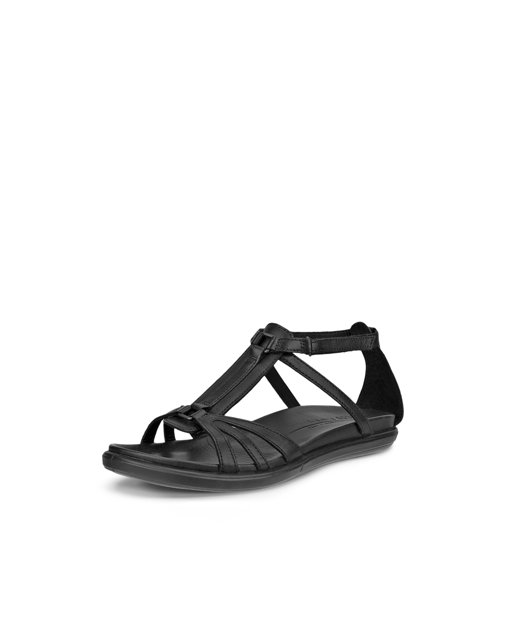 Women's ECCO® Simpil Leather Flat Sandal - Black - Main