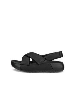 Women's ECCO® Cozmo PF Leather Sandal - Black - Outside