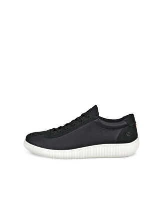 Women's ECCO® Soft Zero Leather Sneaker - Black - Outside