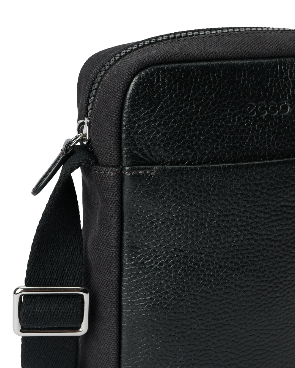 ECCO® North-South Leather Crossbody Bag - Black - Detail-1