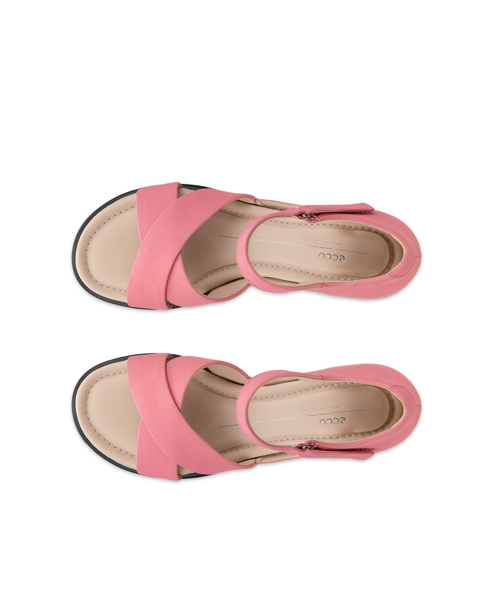 Women's ECCO® Sculpted Sandal LX 35 Nubuck Heeled Sandal - Pink - Top left pair