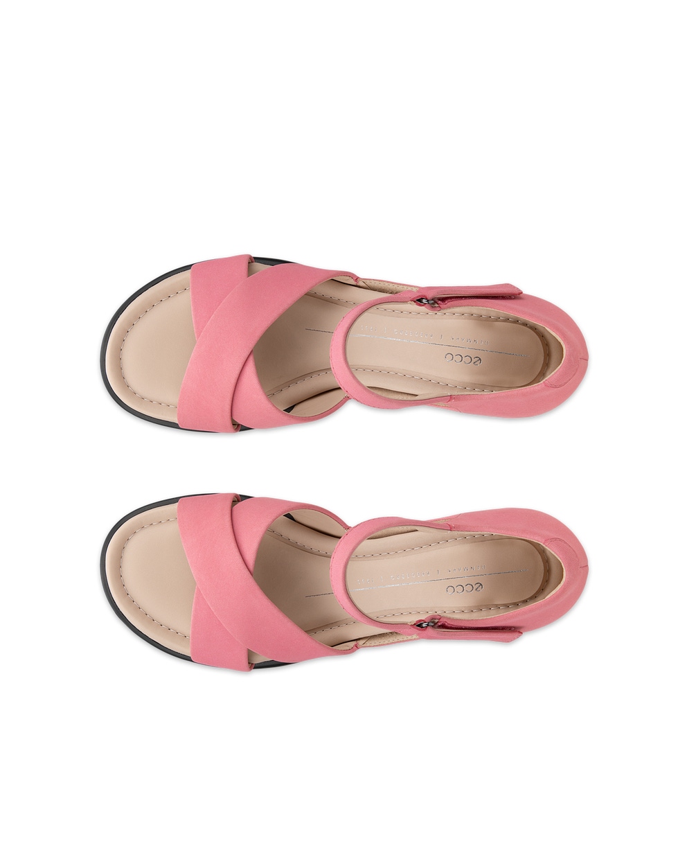 Women's ECCO® Sculpted Sandal LX 35 Nubuck Heeled Sandal - Pink - Top left pair