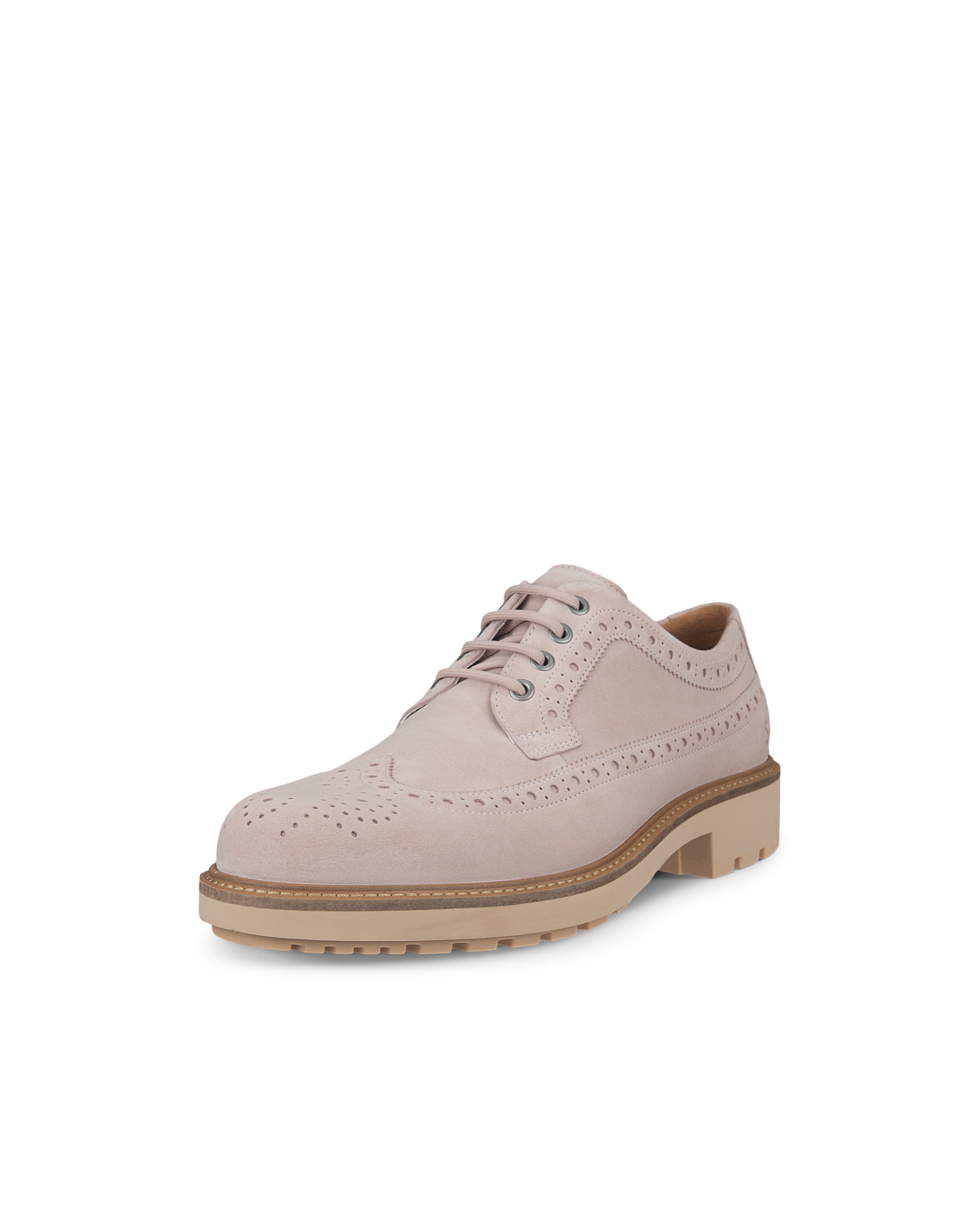 Men's ECCO® Metropole Oslo Suede Brogue Shoe - Pink - Main