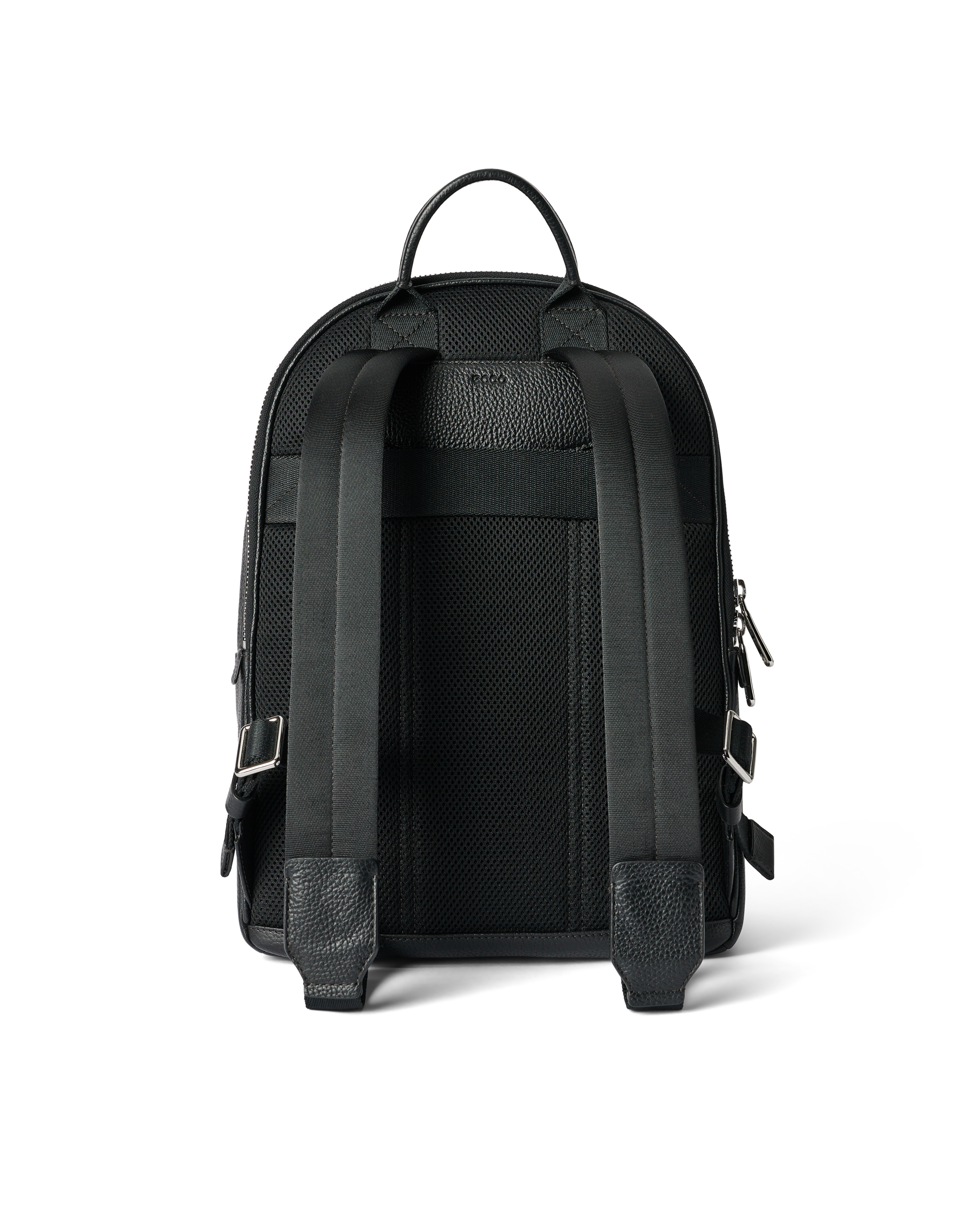 ECCO® Round Pack L Pebbled Leather Backpack - Black - Back