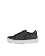 Women's ECCO® Street Tray Leather Sneaker - Black - Outside