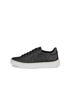 Women's ECCO® Street Tray Wave Leather Sneaker - Black - Outside