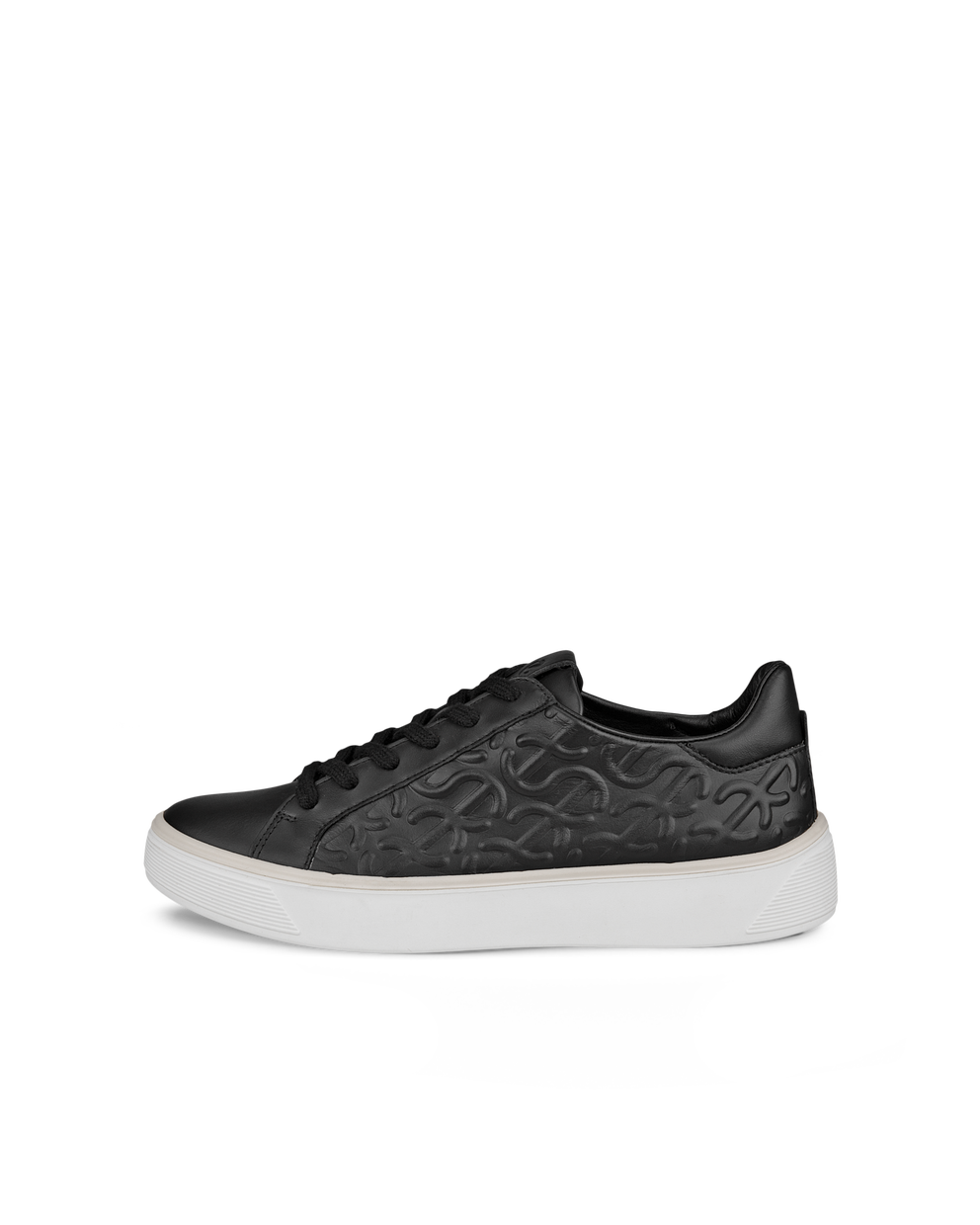 Women's ECCO® Street Tray Wave Leather Sneaker - Black - Outside