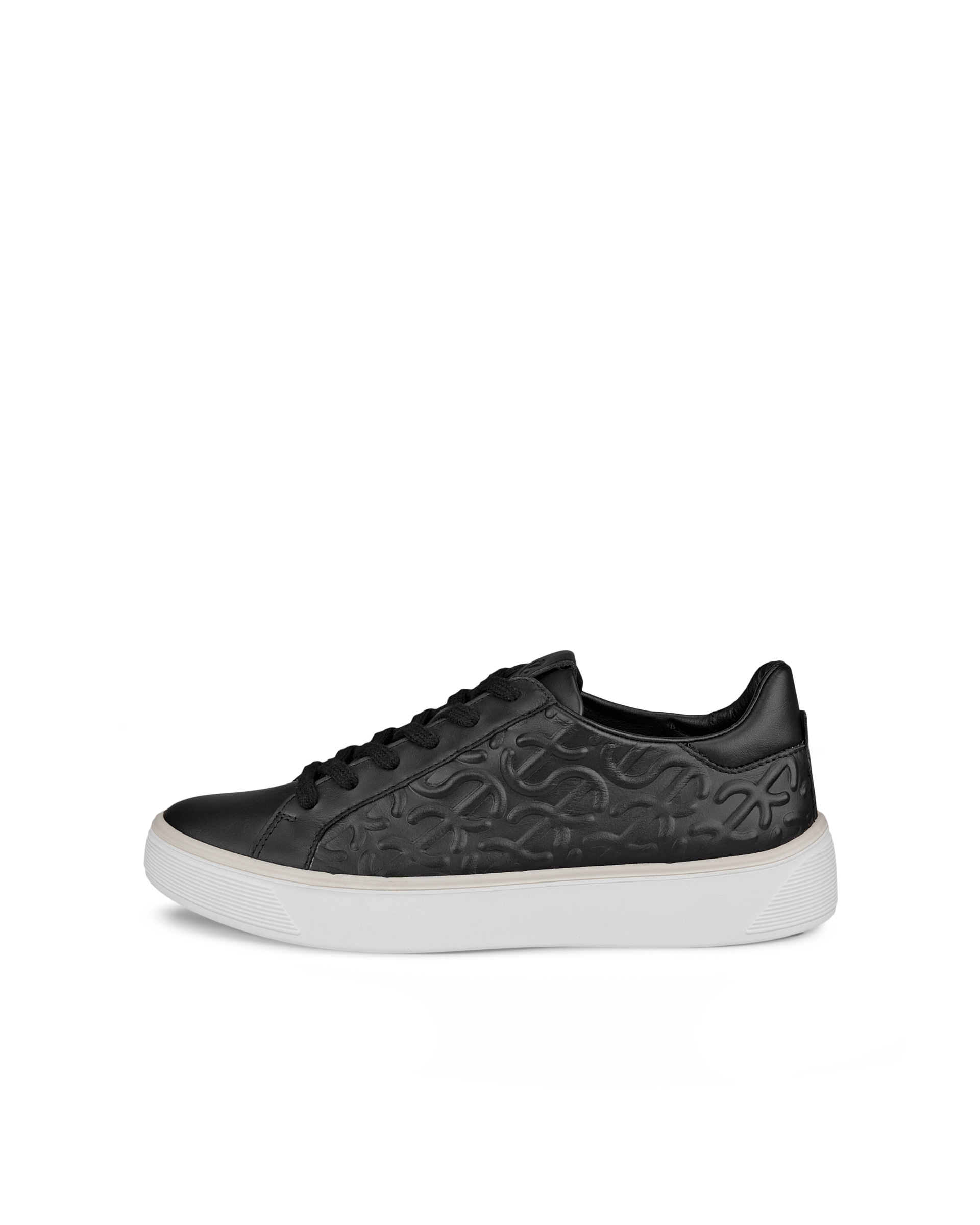 Women's ECCO® Street Tray Leather Sneaker - Black - Outside