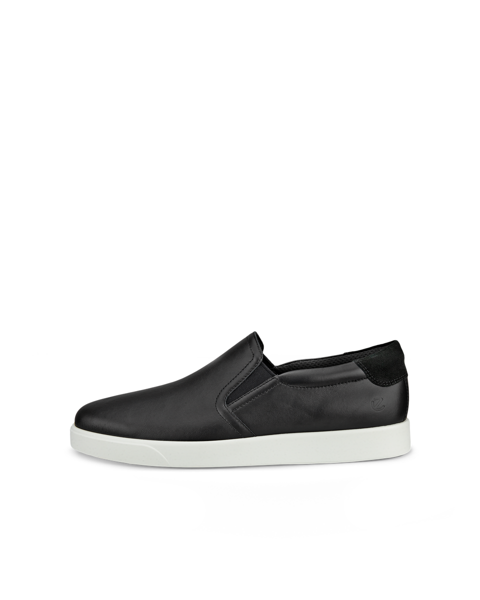 Men s ECCO Street Lite Leather Slip On Sneaker Black