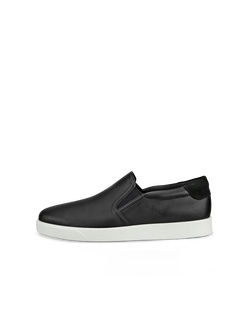 Men's ECCO® Street Lite Leather Slip-On Sneaker - Black - Outside