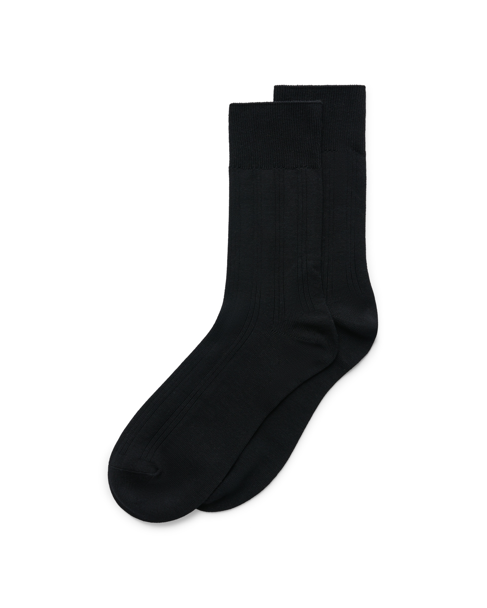 Men's ECCO® Classic Ribbed Mid-Cut Socks - Black - Detail-2