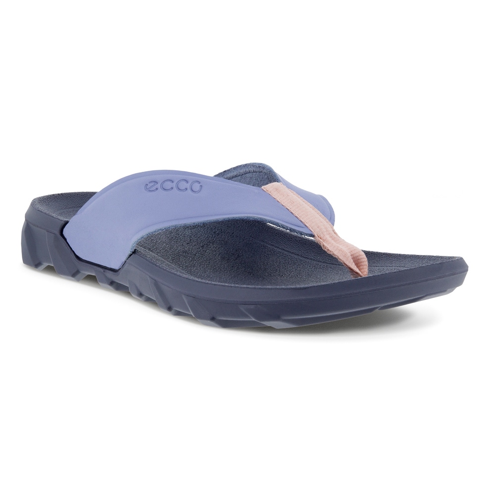 ECCO® MX Flipsider tong en cuir unisex - Bleu - Main