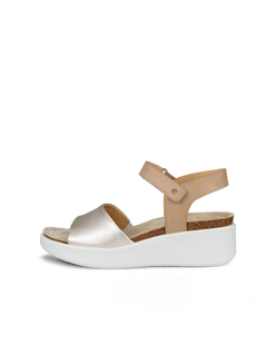 ECCO® Flowt sandale compensée liège et cuir pour femme - Brun - Outside