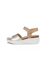 Women's ECCO® Flowt Wedge Leather Cork Heeled Sandal - White - Outside