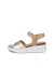 Women's ECCO® Flowt Leather Cork Heeled Wedge Sandal - Brown - Outside