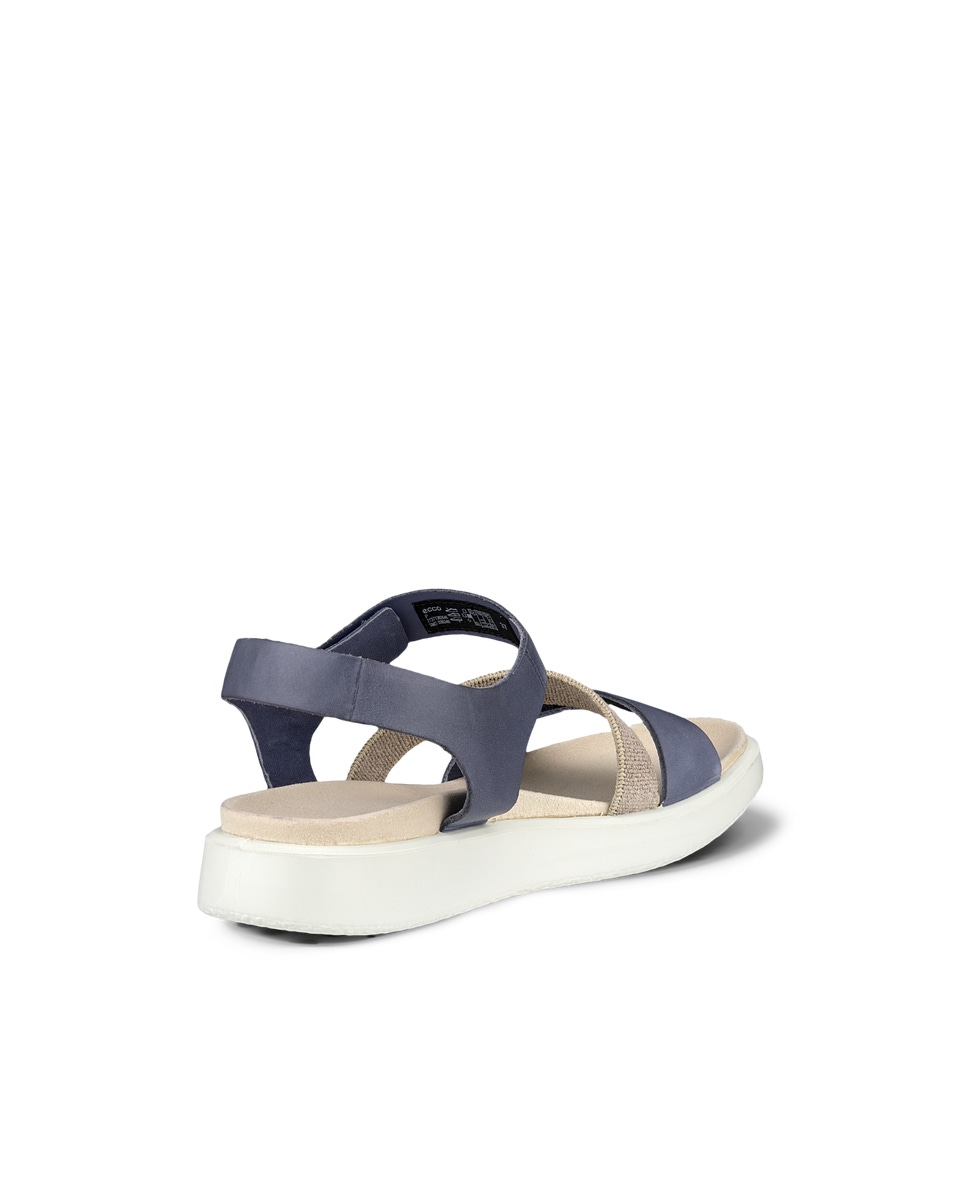 Women s ECCO Flowt Nubuck Flat Sandal Blue