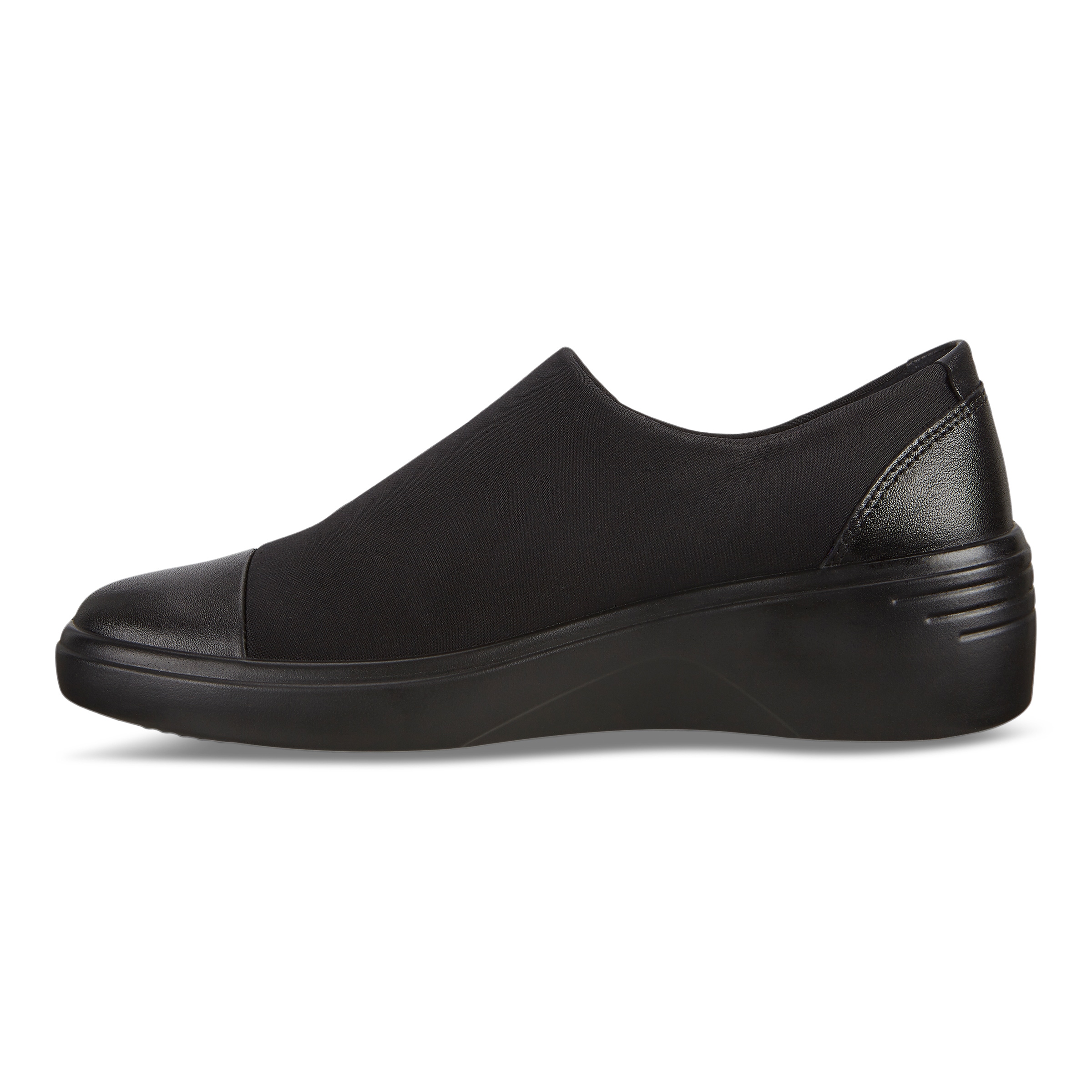ECCO Soft 7 Wedge ウィメンズ レザーGore-Texウェッジソールスリッポン - 黒 - Inside