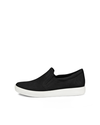 Women's ECCO® Soft Classic Nubuck Slip-On - Black - Outside