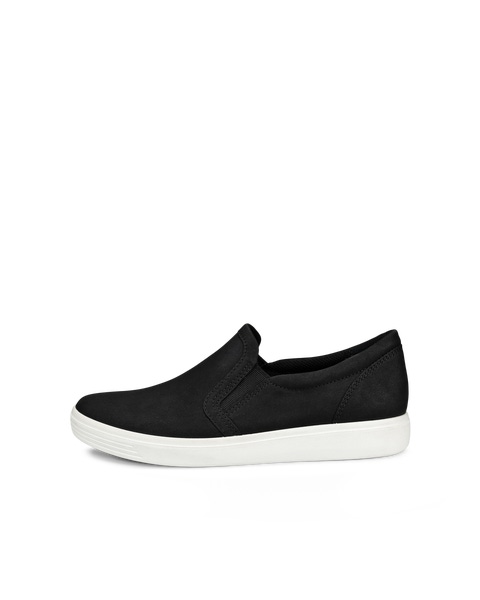 Women s ECCO Soft 7 Leather Slip On Sneaker Black