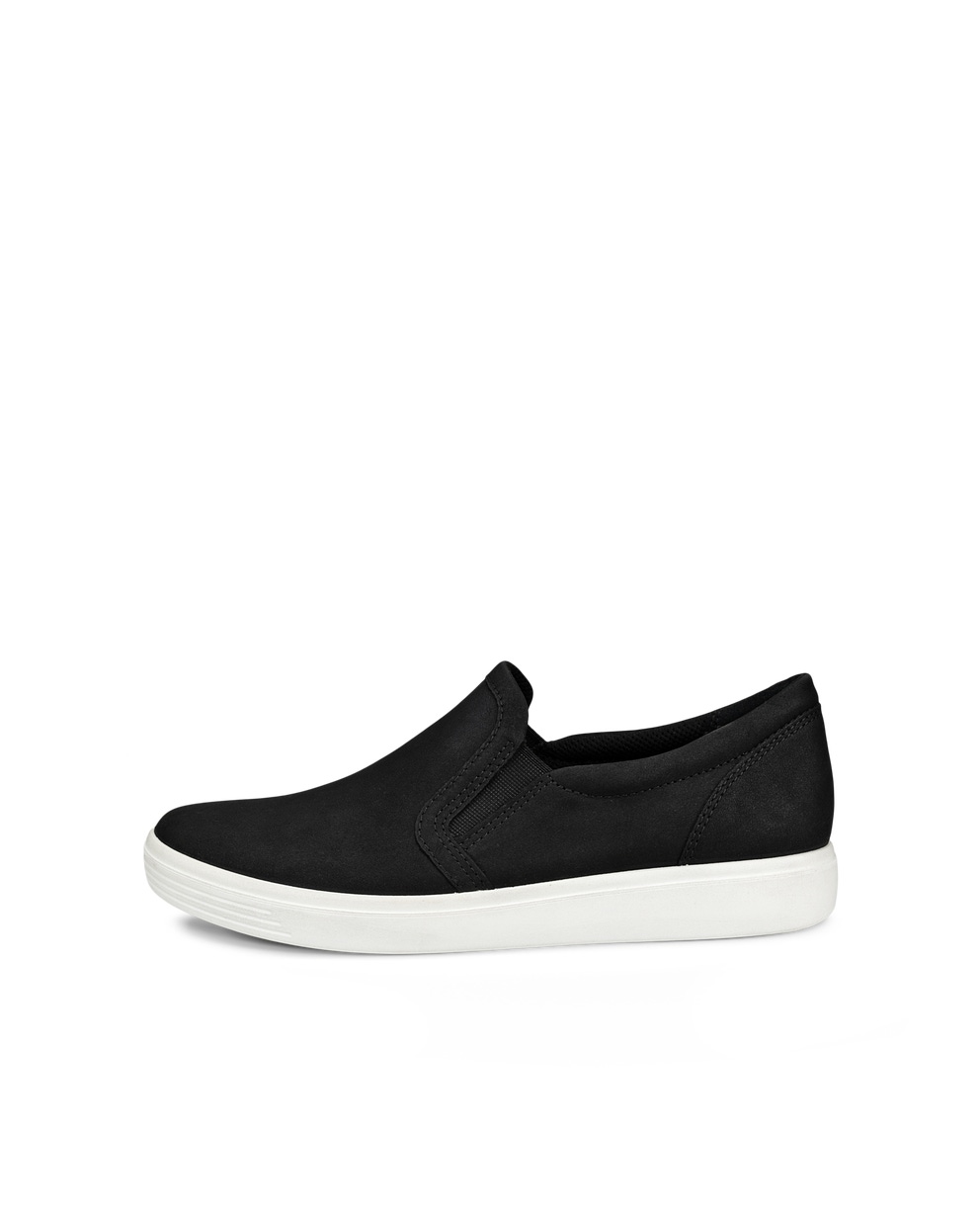 Women's ECCO® Soft Classic Nubuck Slip-On - Black - Outside