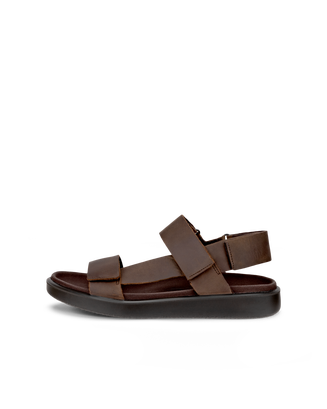 Men's ECCO® Flowt Nubuck Flat Sandal - Brown - Outside