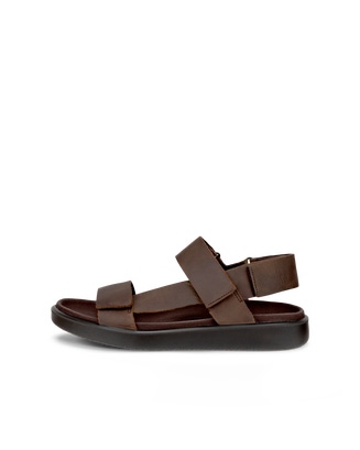 Men's ECCO® Flowt Nubuck Flat Sandal - Brown - Outside