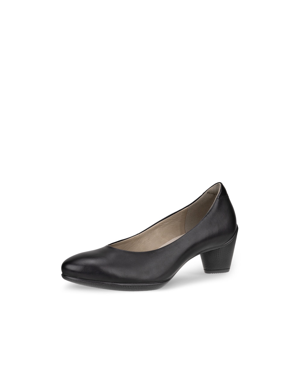 Women's ECCO® Sculptured 45 Leather Block-Heeled Pump - Black - Main