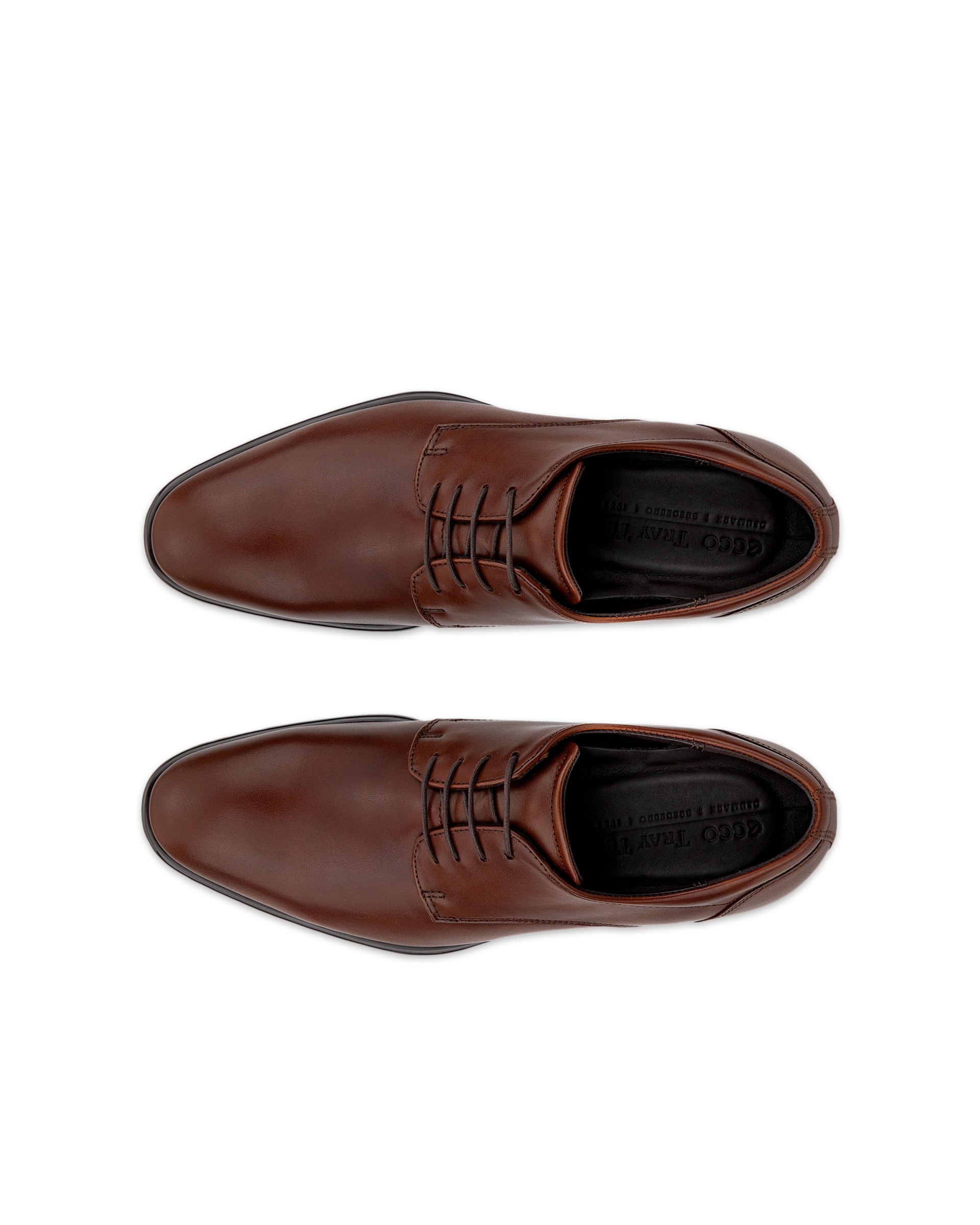 Men's ECCO® Citytray Leather Derby Shoe - Brown - Top left pair