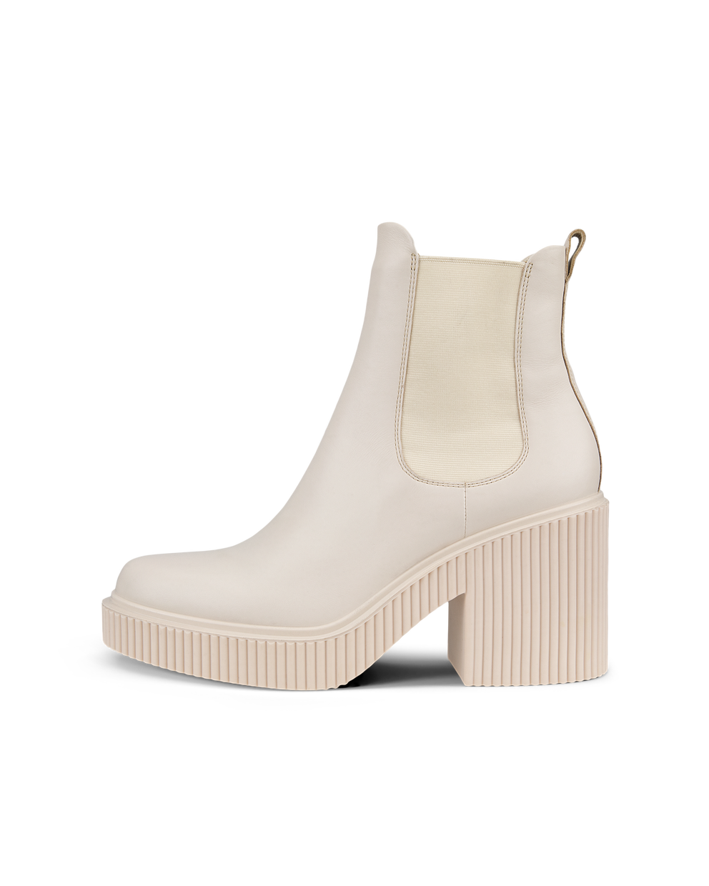 여성용 ECCO Fluted Heel 가죽 첼시 부츠 - Beige - Outside