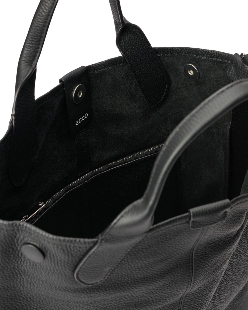 ECCO® Soft North-South Leather Tote Bag - Black - Inside